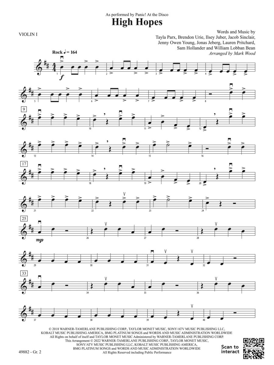 High Hopes: Violin 1 - Grade 2 String Orchestra scores gallery preview page 1