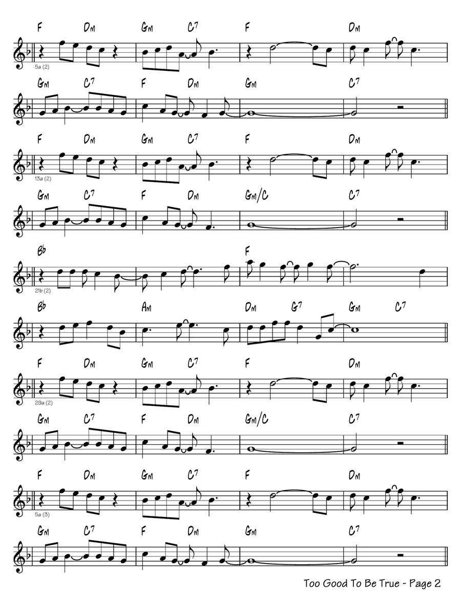 Too Good To Be True Easy Piano scores gallery preview page 2