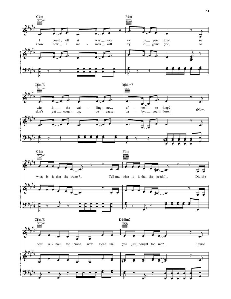 Case Of The Ex (Whatcha Gonna Do) Piano, Vocal, Guitar scores gallery preview page 2