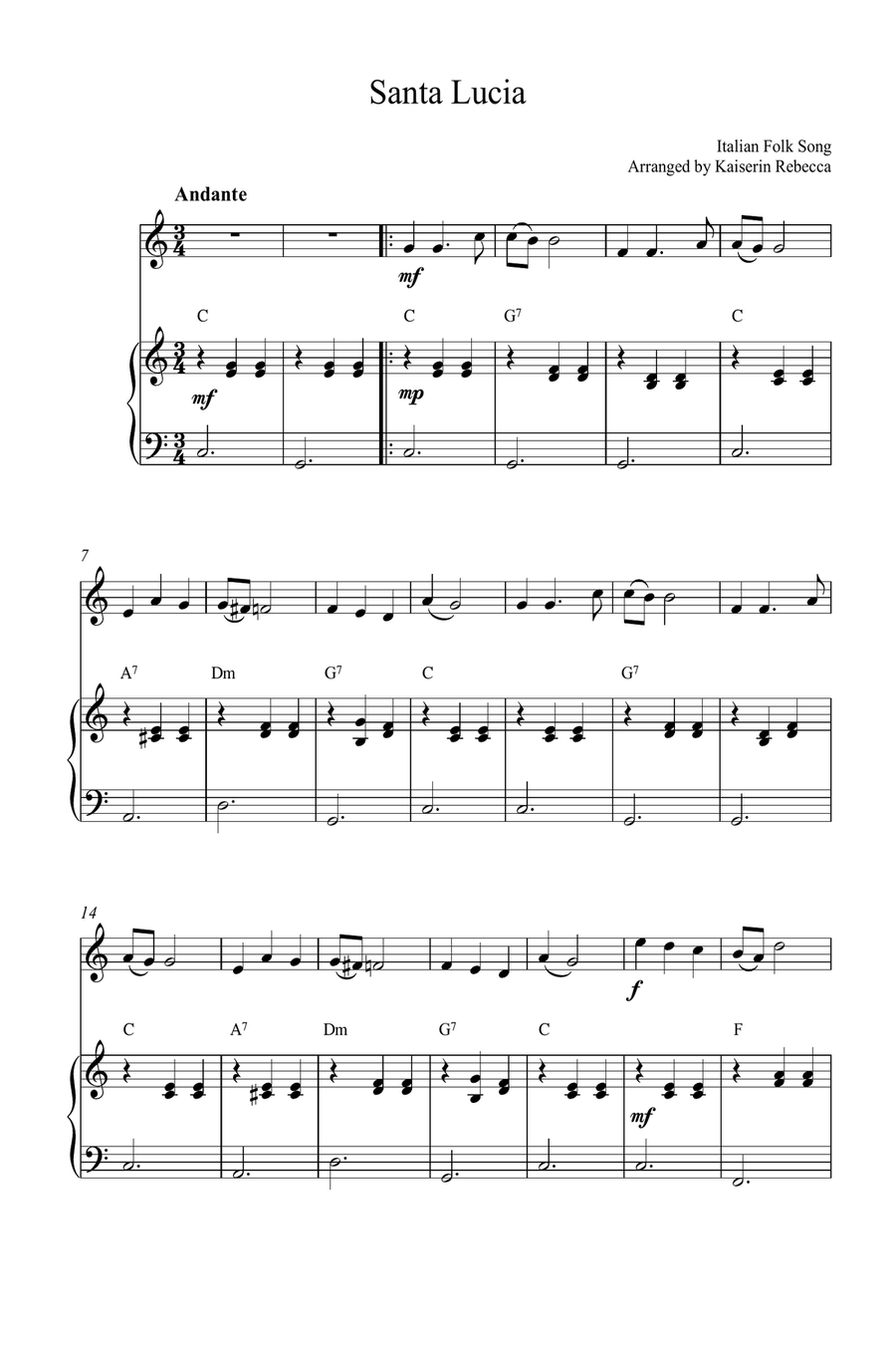Santa Lucia Violin Solo scores gallery preview page 1
