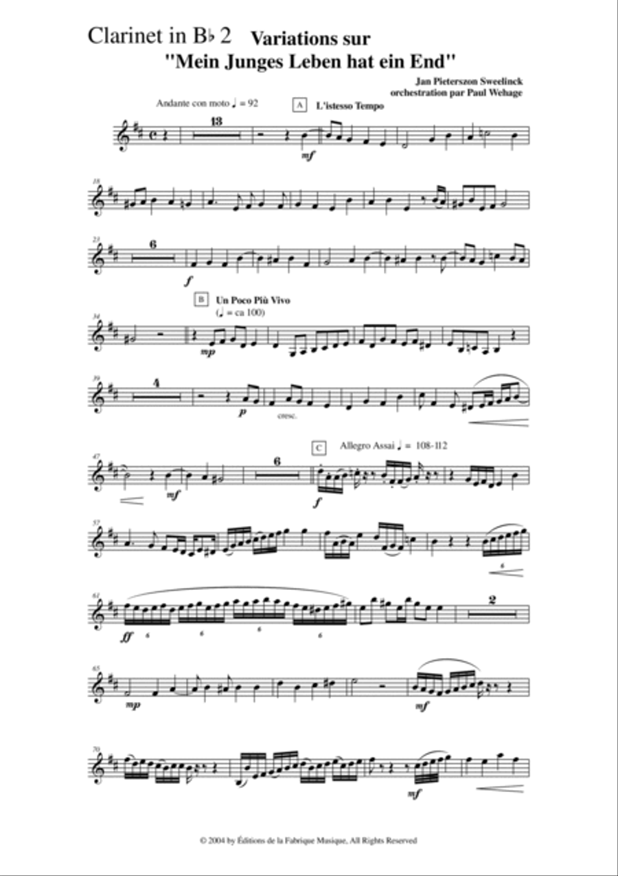 Jan Pieterszoon Sweelinck/Paul Wehage - Variations on 