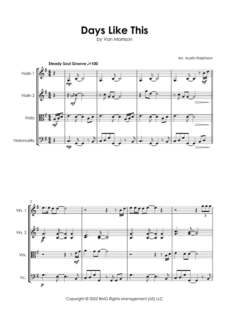 Days Like This String Quartet scores gallery preview page 5