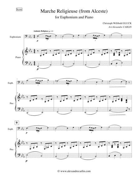 Marche Religieuse (from Alceste) by Gluck - Arranged for Euphonium and Piano image number null