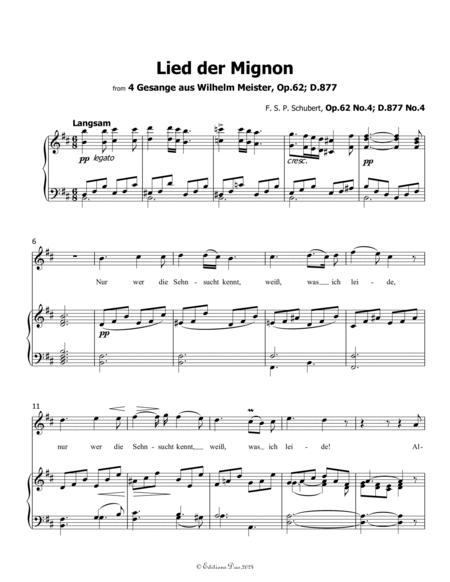 Lied der Mignon, by Schubert, in b minor