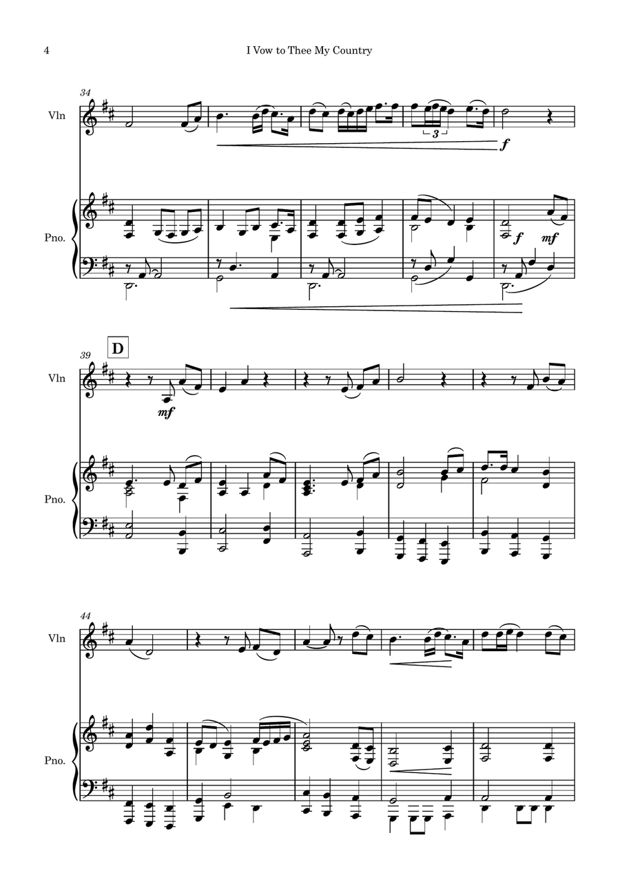 I Vow To Thee My Country Violin Solo scores gallery preview page 4