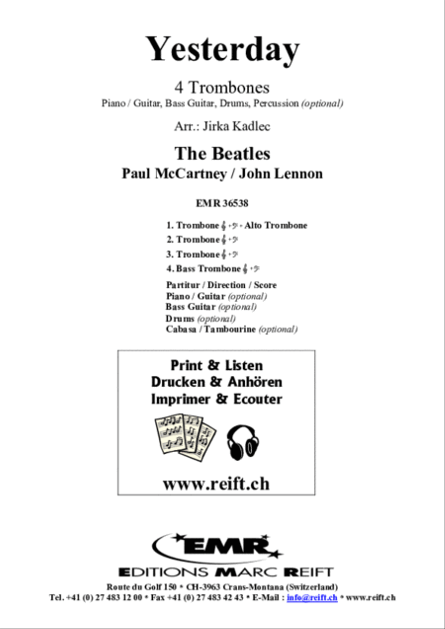 Yesterday Trombone Quartet scores gallery preview page 2