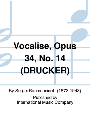Book cover for Vocalise, Opus 34, No. 14 (Clarinet In A)