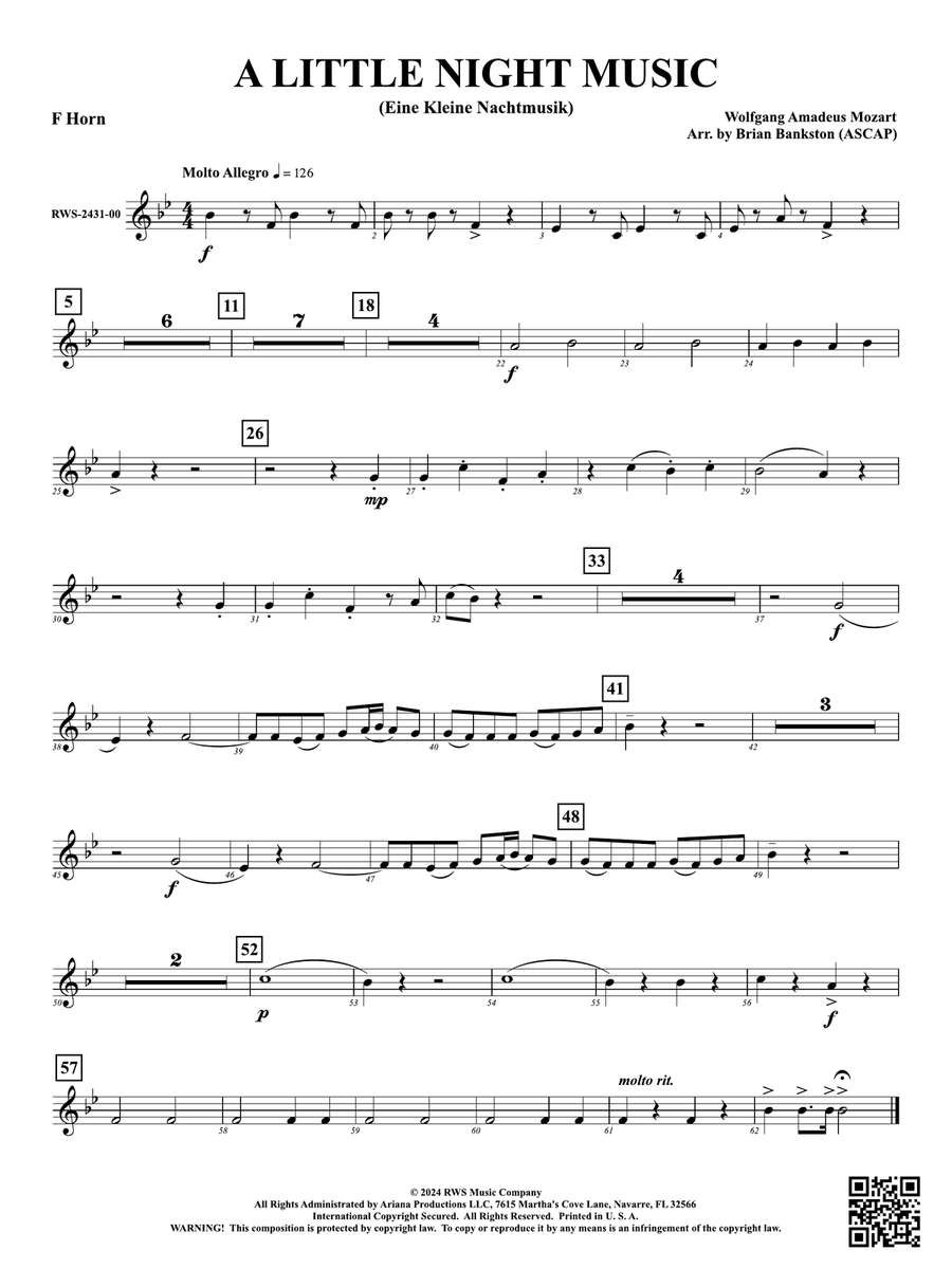 A Little Night Music - (Eine Kleine Nachtmusik): 1st F Horn Horn scores gallery preview page 1