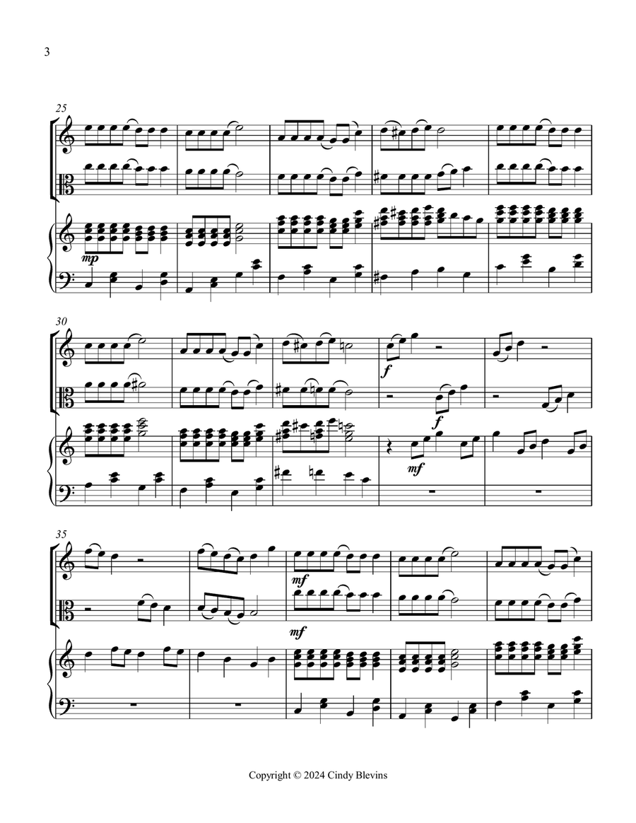 Jolly Old Saint Nicholas, for Violin, Viola and Piano Violin scores gallery preview page 4