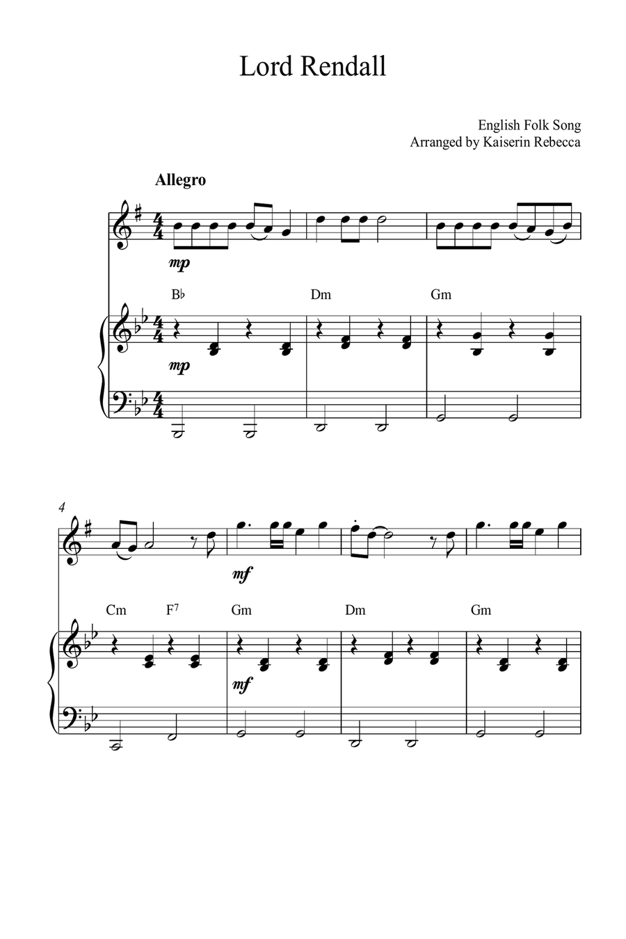 Lord Rendall Lord Rendall Alto Saxophone scores gallery preview page 1