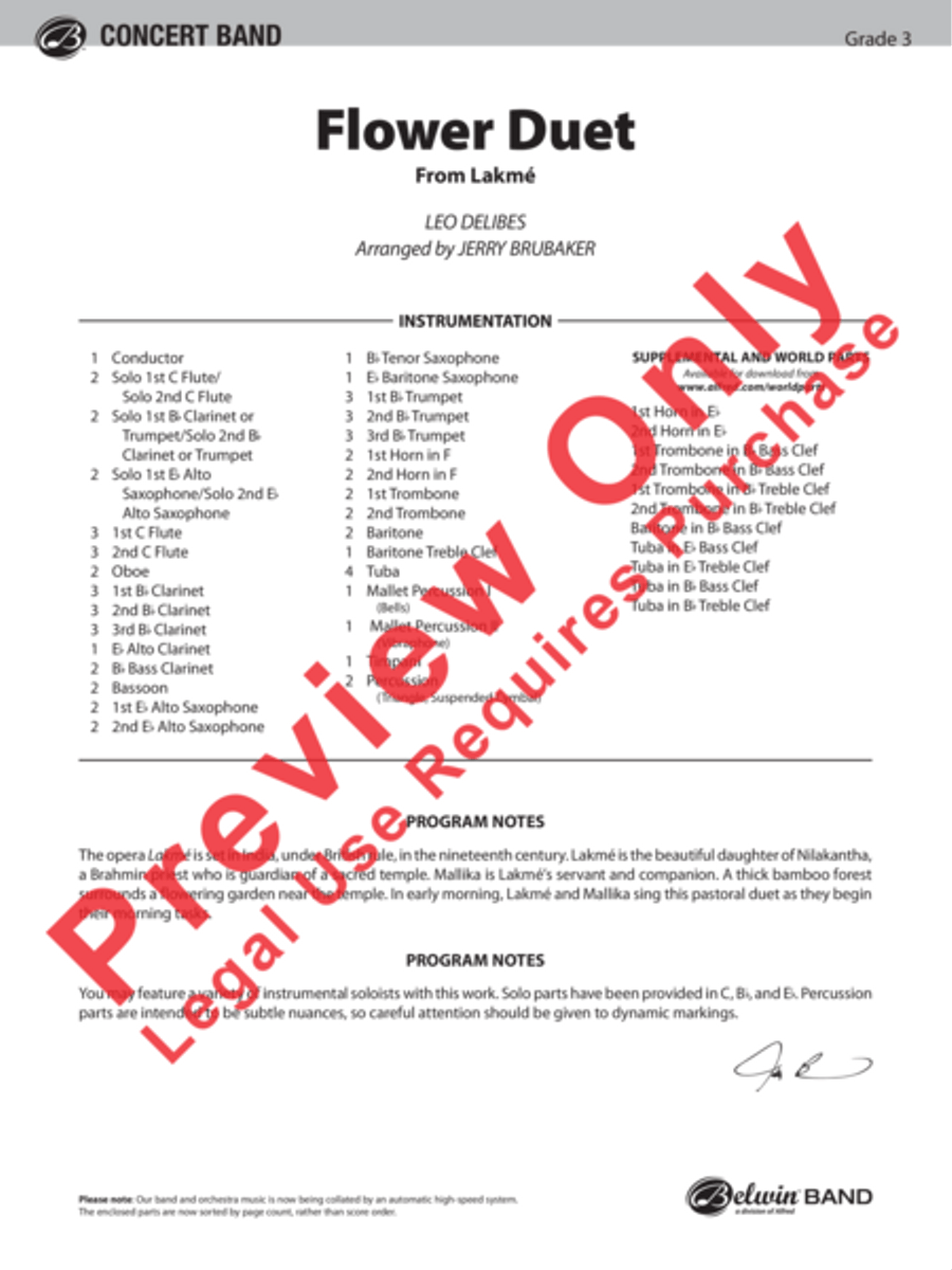 Flower Duet (from Lakmé) Concert Band scores gallery preview page 2