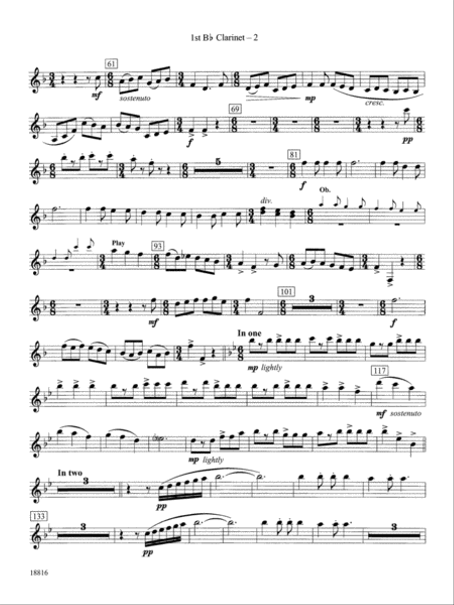 Canarios Fantasia: 1st B-flat Clarinet Concert Band scores gallery preview page 2