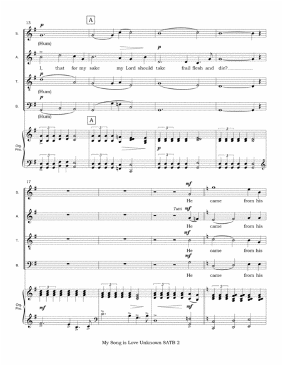 My Song is Love unknown (SATB plus piano or organ) image number null