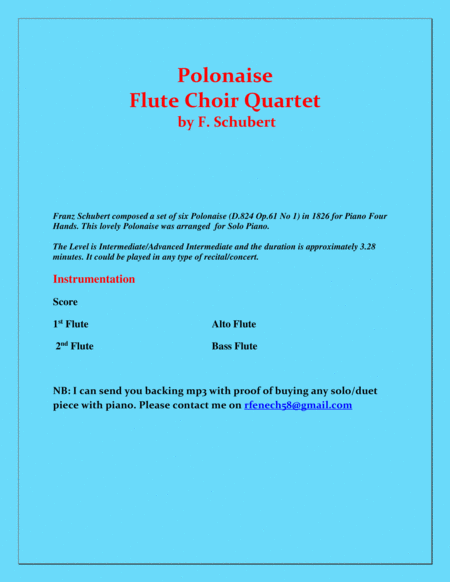 Polonaise - F. Schubert - Flute Choir Quartet - Chamber music - Intermediate image number null