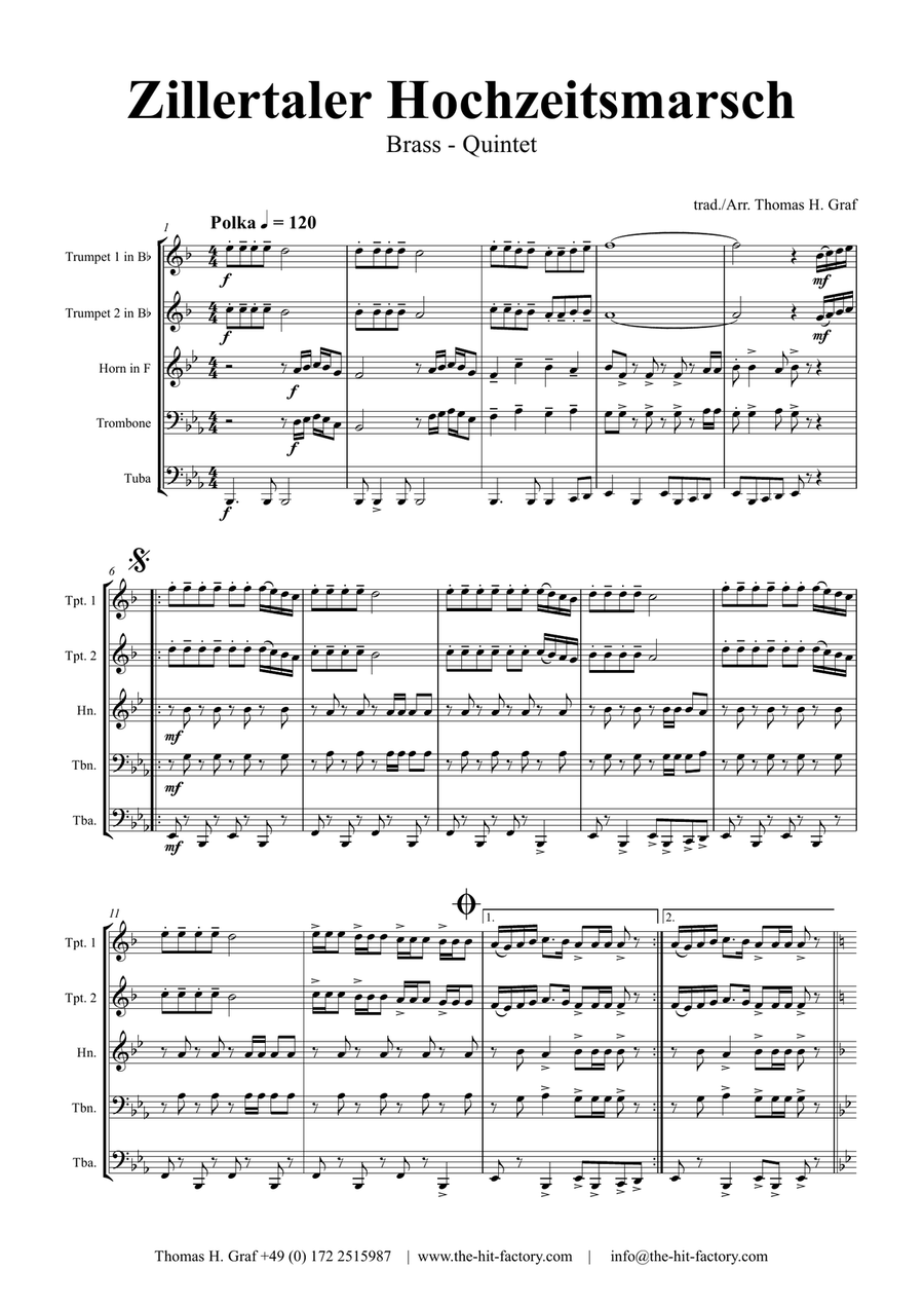 Zillertaler Hochzeitsmarsch - October Fest - Brass Quintet Brass Quintet scores gallery preview page 1