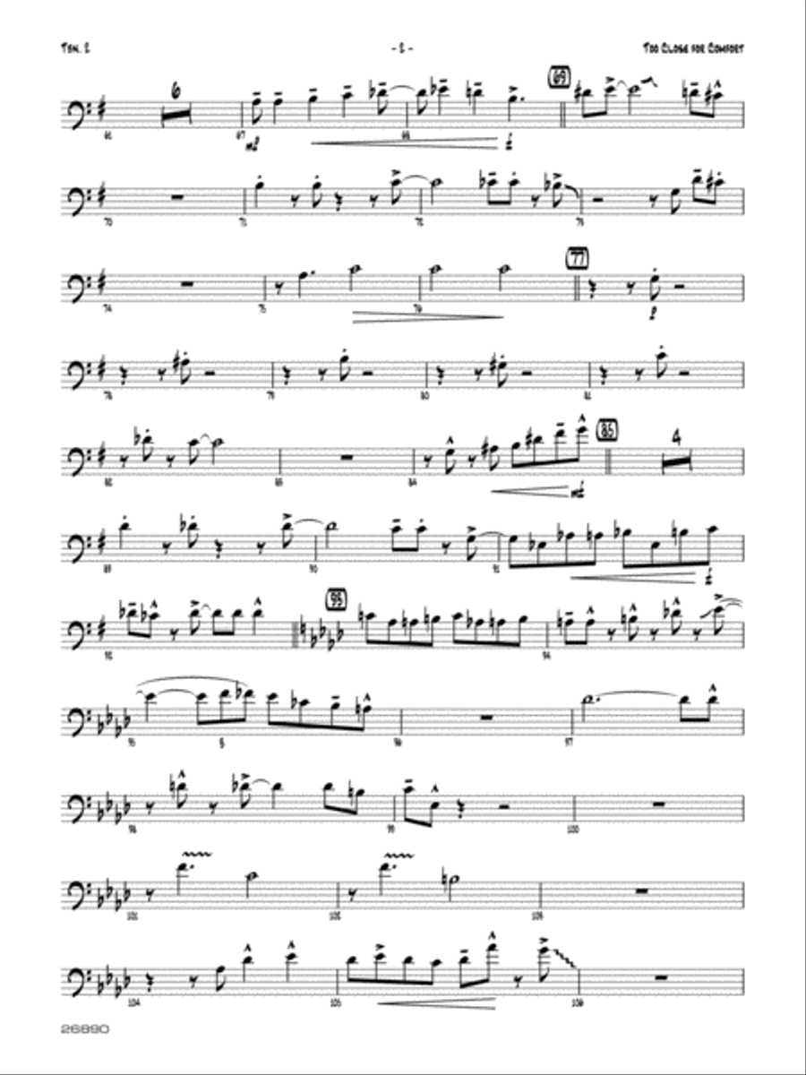 Too Close for Comfort: 2nd Trombone Jazz Ensemble scores gallery preview page 2