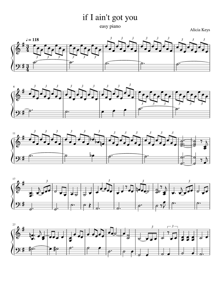 If I Ain't Got You If I Ain't Got You Easy Piano scores gallery preview page 1