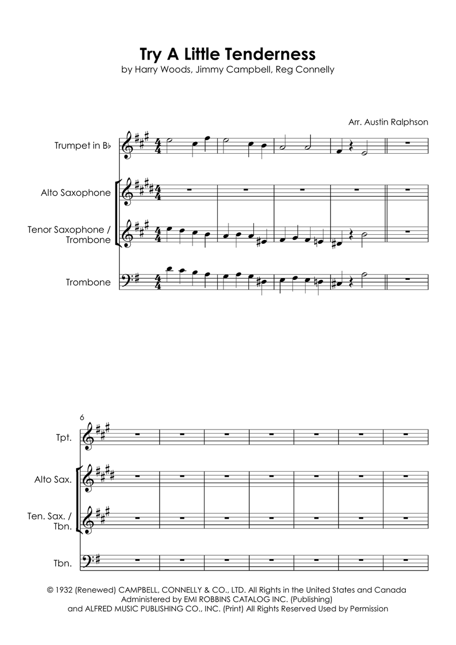 Try A Little Tenderness Tenor Saxophone scores gallery preview page 3