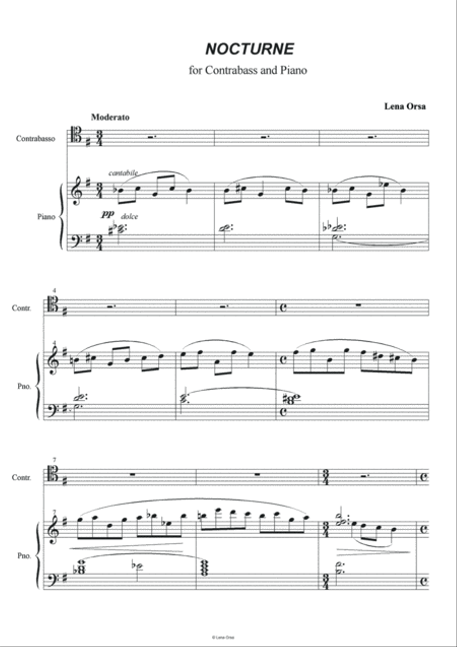 Nocturne for Contrabass and Piano Double Bass scores gallery preview page 2