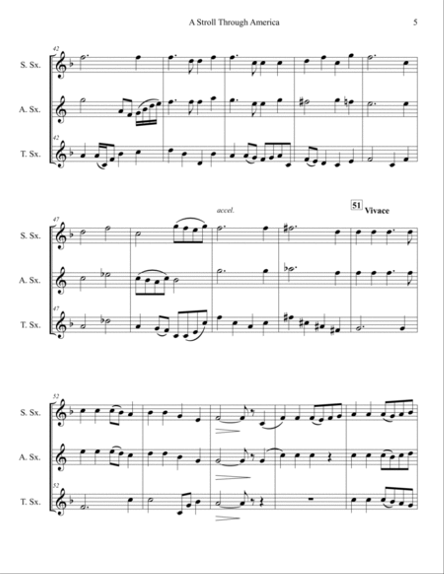 A Stroll Through America for Saxophone Trio Woodwind Trio scores gallery preview page 5