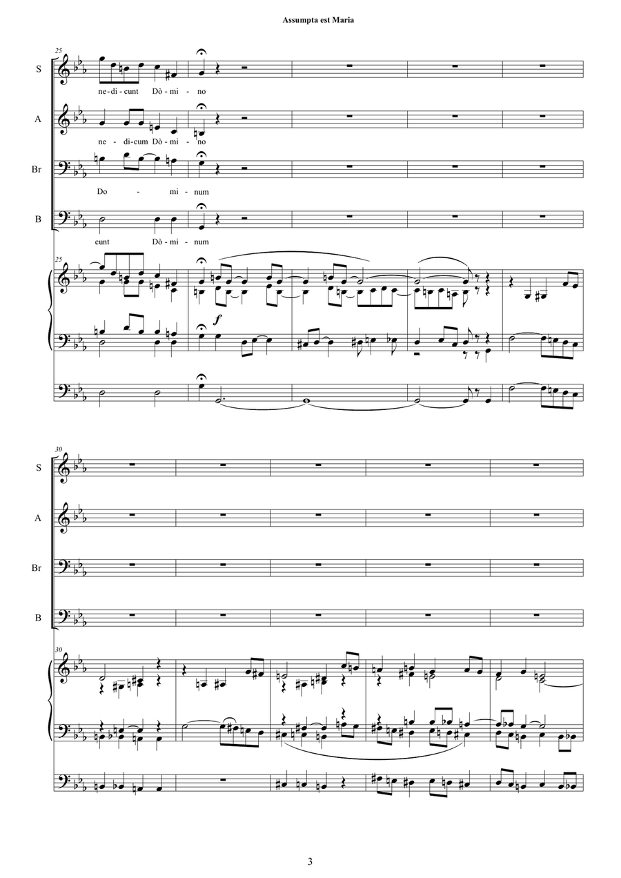 Assumpta est Maria - Motet for Choir SABrB and organ Choir scores gallery preview page 3