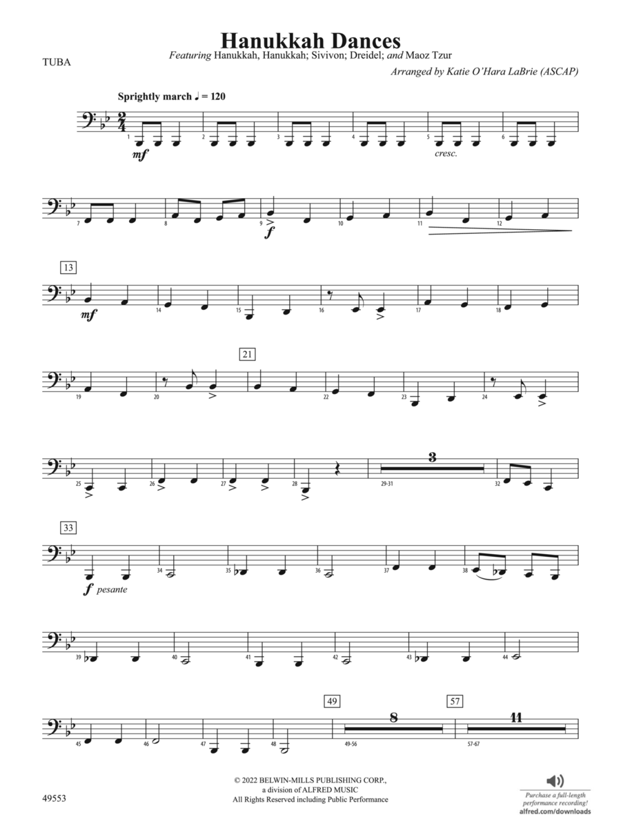 Hanukkah Dances: Tuba Concert Band scores gallery preview page 1