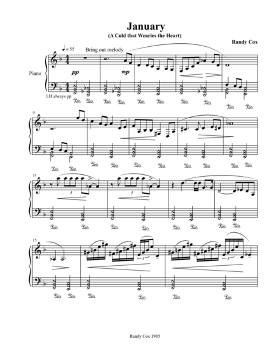 January (A Cold that Wearies the Heart) Piano Solo scores gallery preview page 1