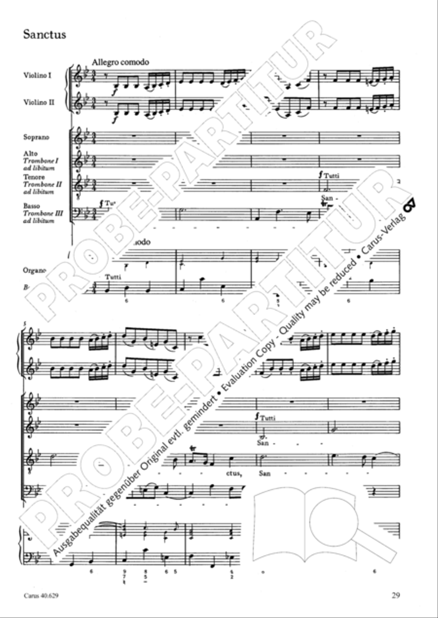Missa brevis in B flat major 4-Part scores gallery preview page 30