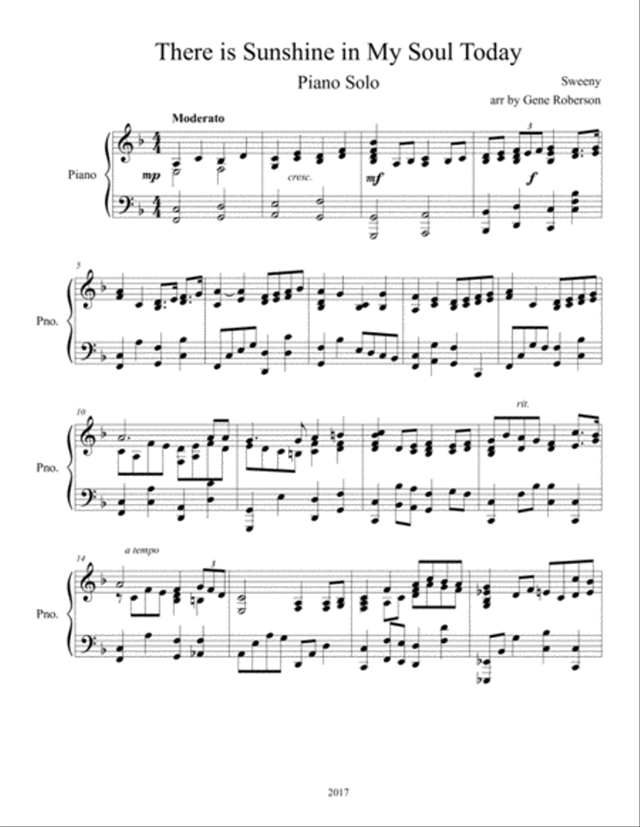 There is Sunshine in My Soul Today for Piano Piano Solo scores gallery preview page 2