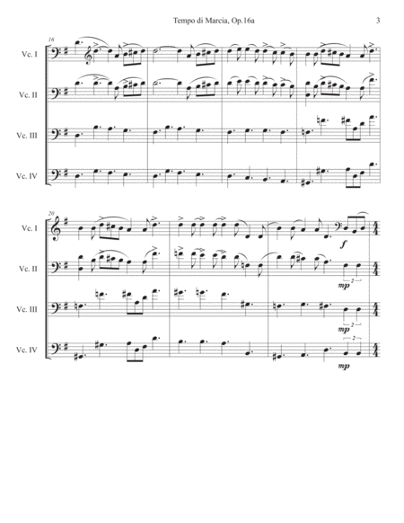 Tempo di Marcia by David Popper, originally for 2 cellos, arranged for cello quartet