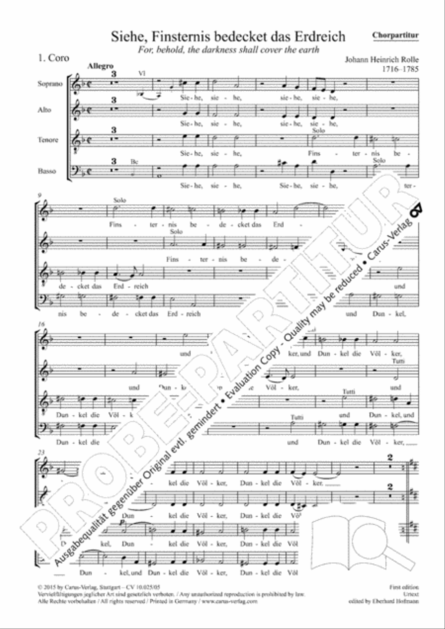 Siehe, Finsternis bedecket das Erdreich 4-Part scores gallery preview page 3