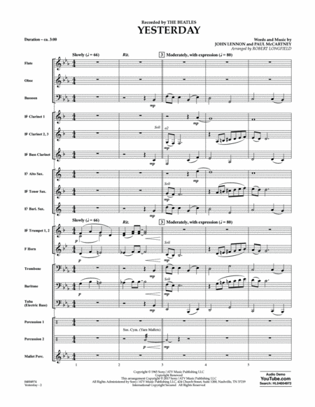 Yesterday - Conductor Score (Full Score)