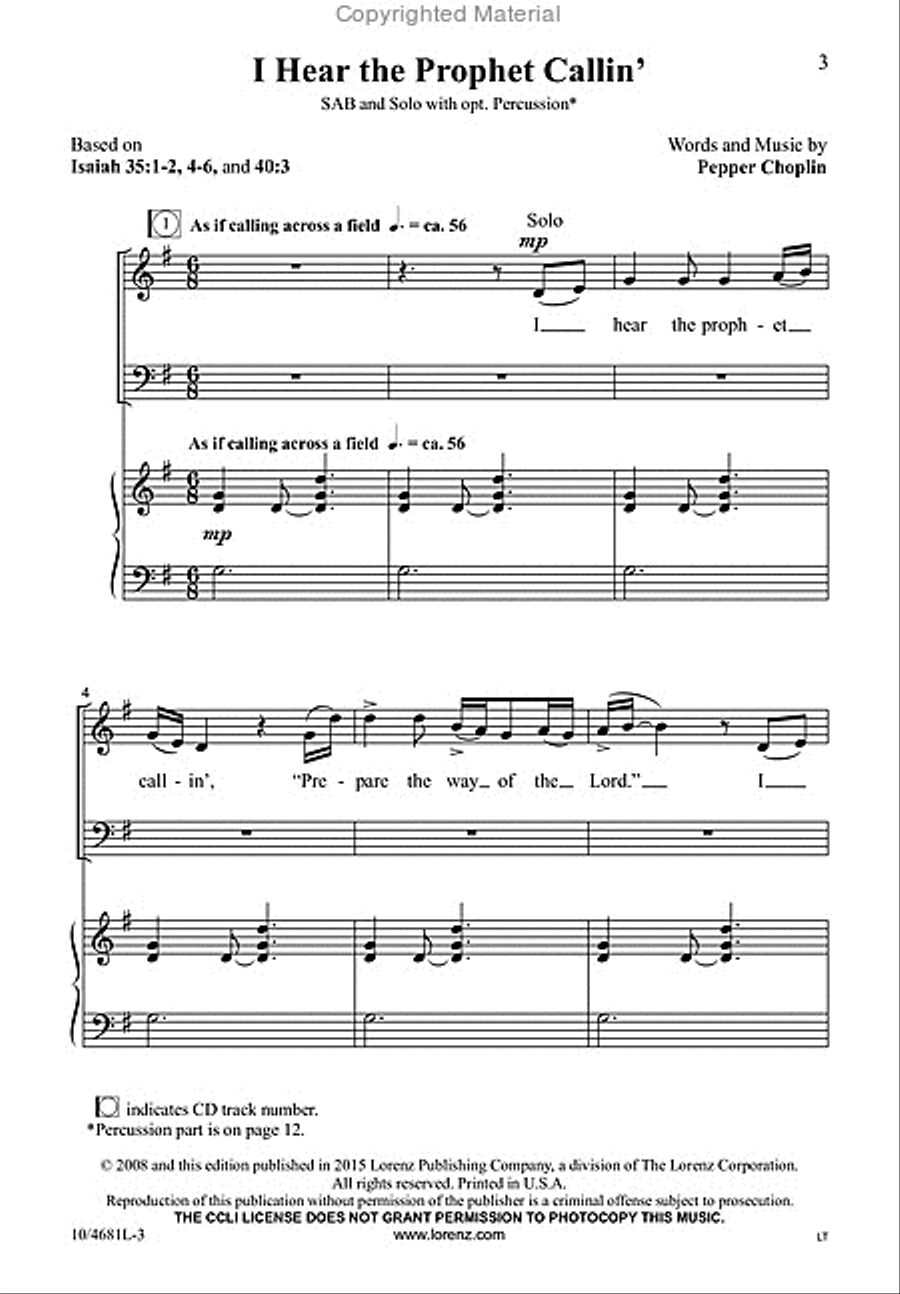 I Hear the Prophet Callin' 3-Part scores gallery preview page 4