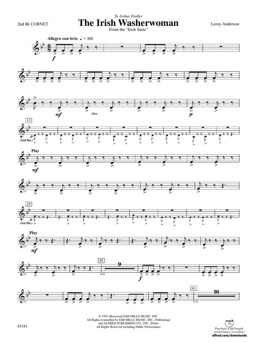 The Irish Washerwoman (from the Irish Suite): 2nd B-flat Cornet