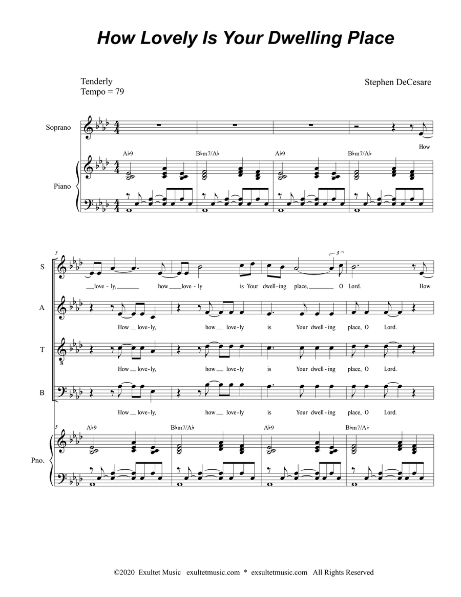 How Lovely Is Your Dwelling Place (SATB) 4-Part scores gallery preview page 1