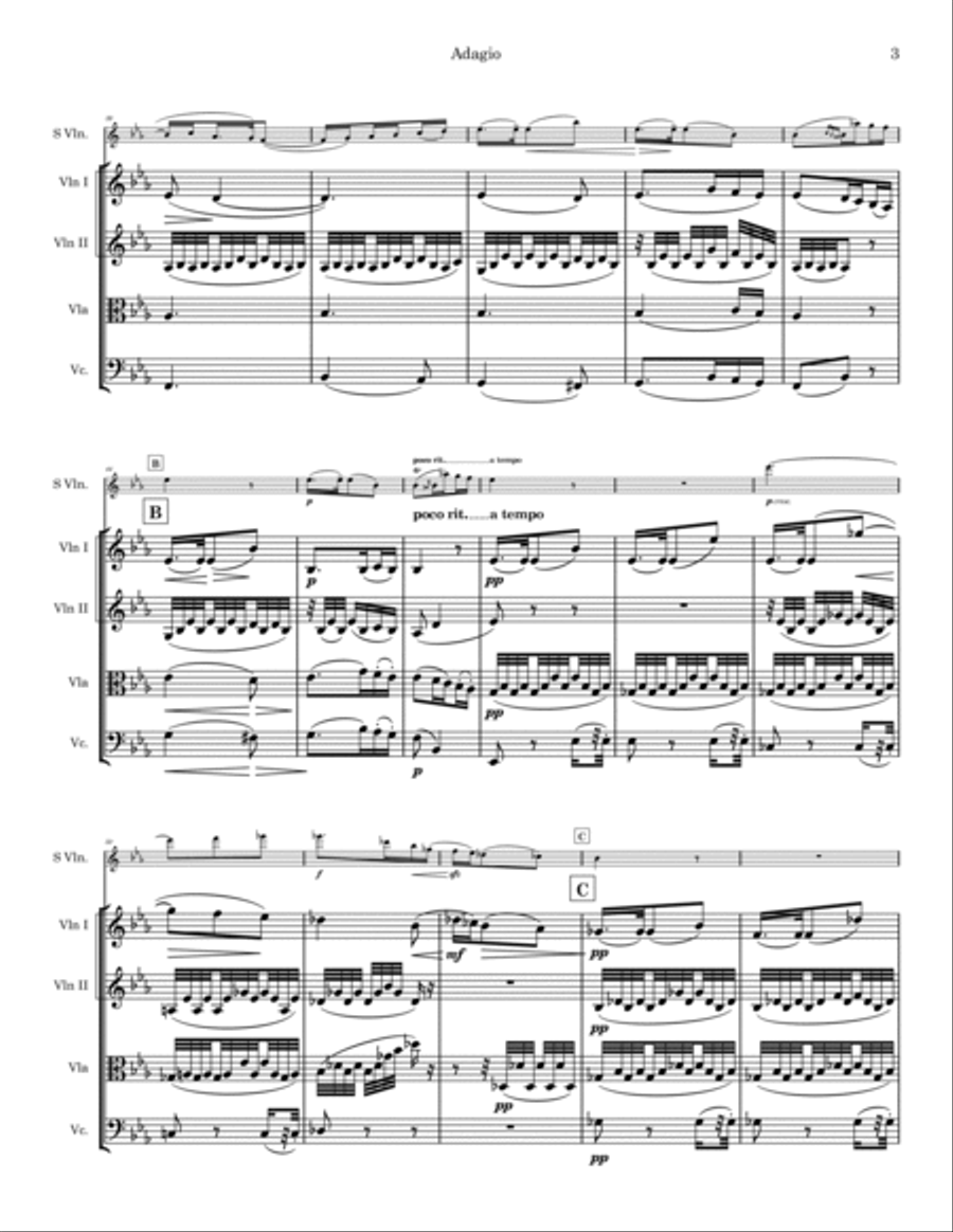 Adagio from Violin Concerto G Minor opus 26 String Quintet scores gallery preview page 4