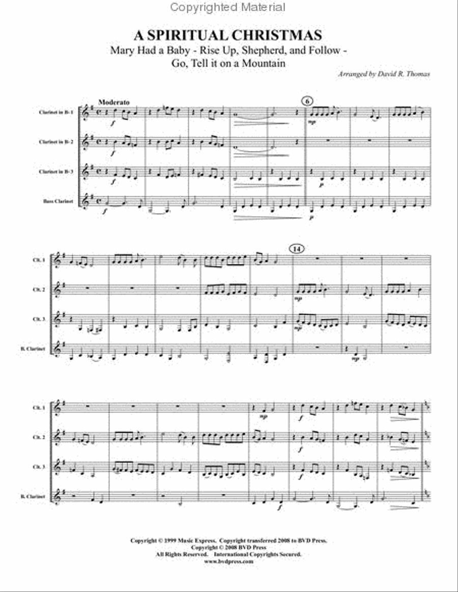 Spiritual Christmas Clarinet Quartet scores gallery preview page 2