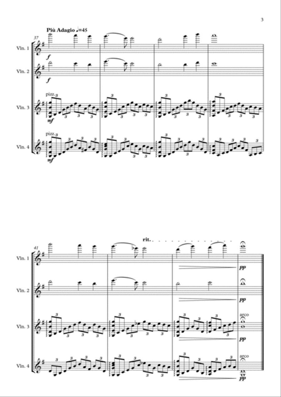 Nearer My God To Thee - For Four Violins Violin scores gallery preview page 3