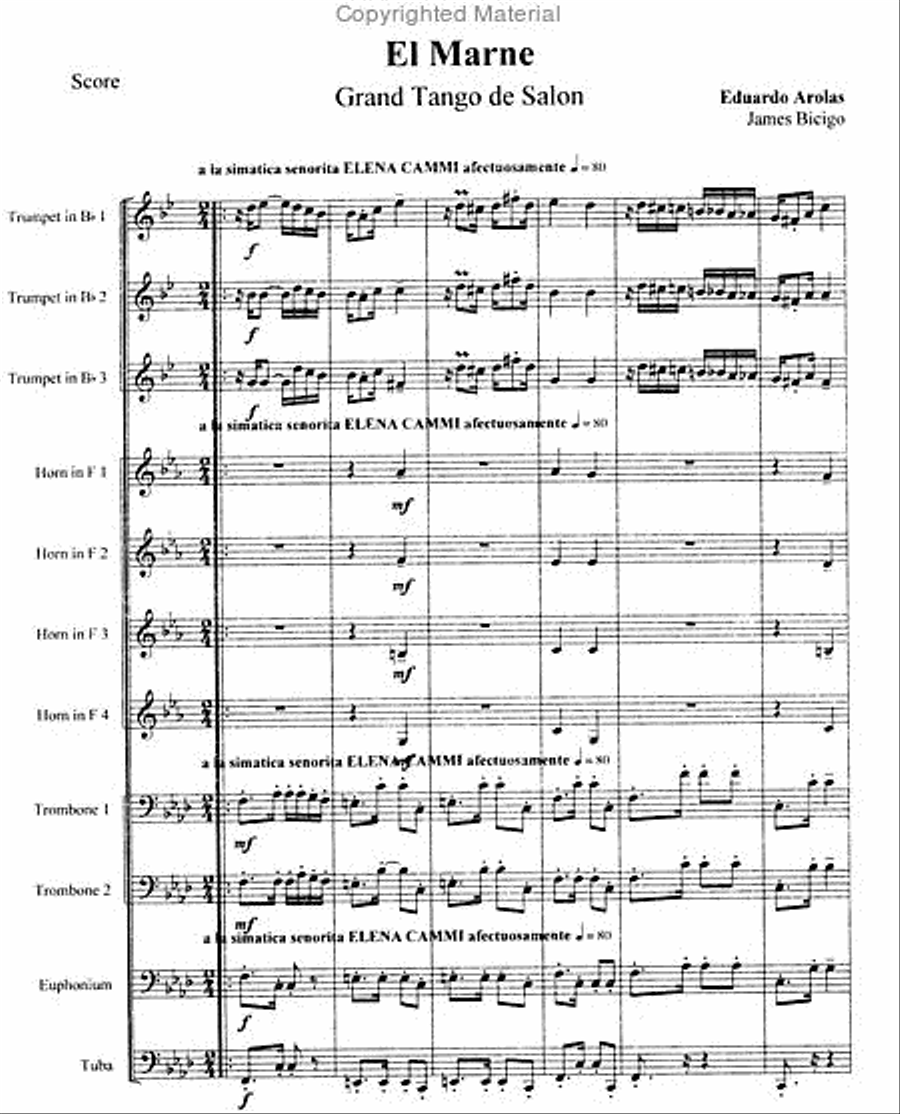 El Marne, Grand Tango de Salon Brass Ensemble scores gallery preview page 2