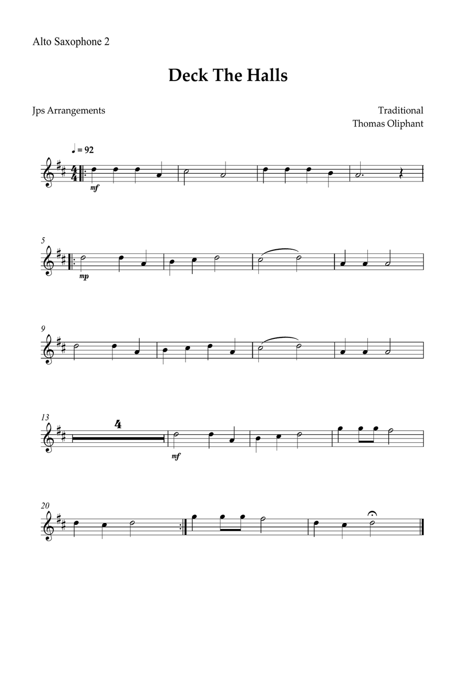Deck The Halls for Sax quintet and piano Saxophone Quintet scores gallery preview page 4