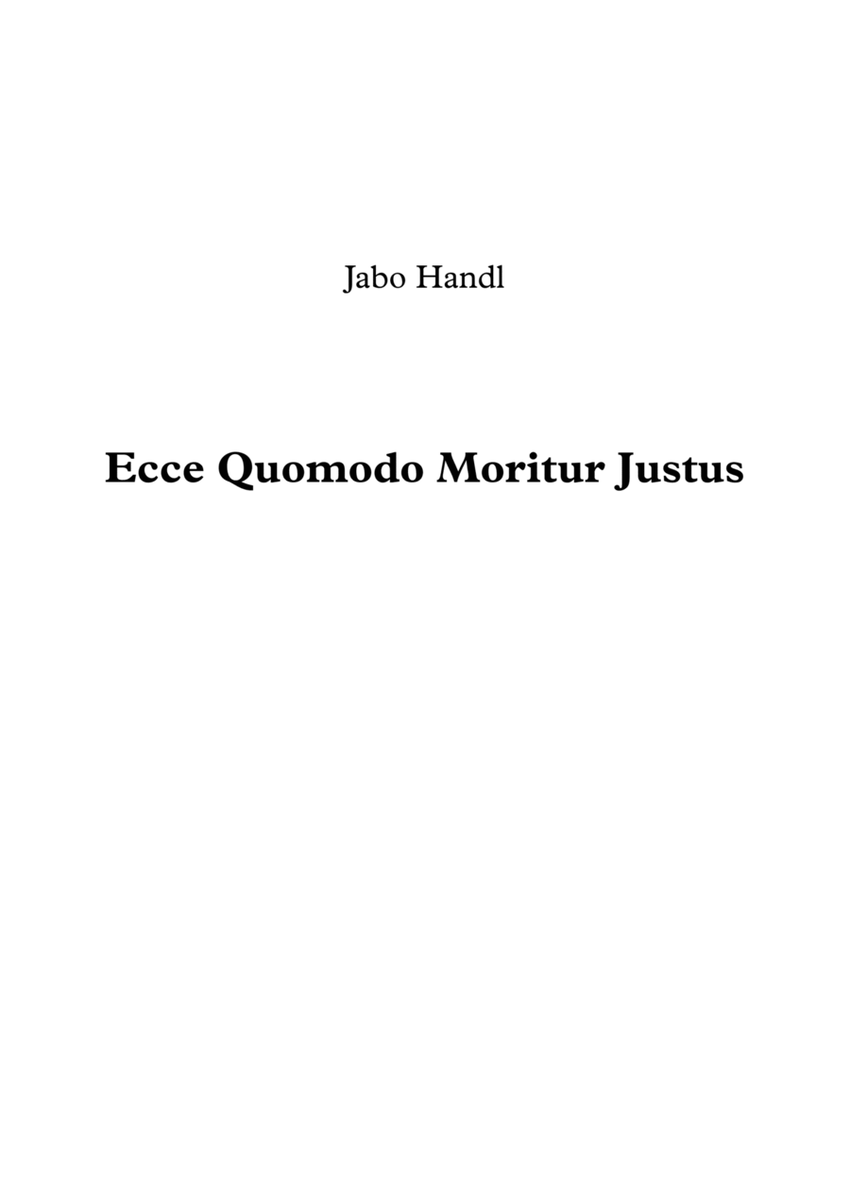 Ecce quomodo moritur justus - Jacob Handl image number null