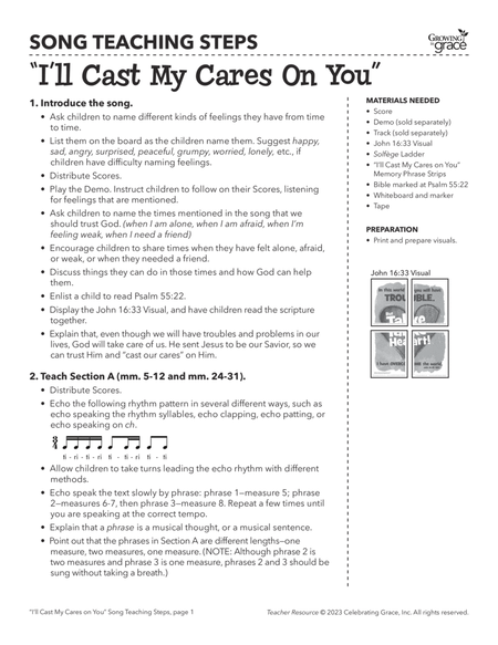 I'll Cast My Cares on You Teacher Resource (Digital)