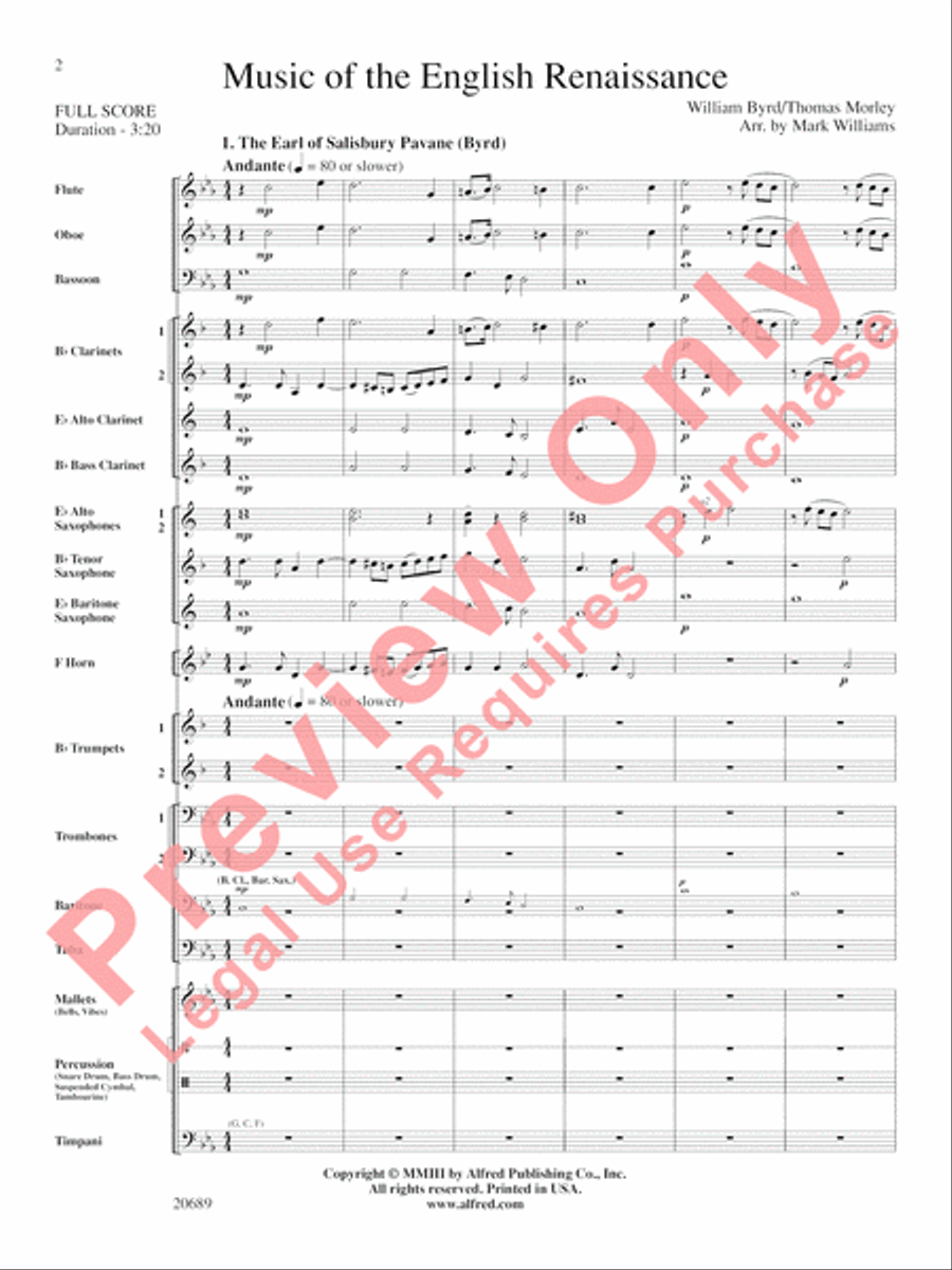 Music of the English Renaissance Concert Band scores gallery preview page 3