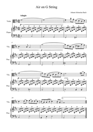 Book cover for Johann Sebastian Bach - Air in G ( Piano and Viola Solo)