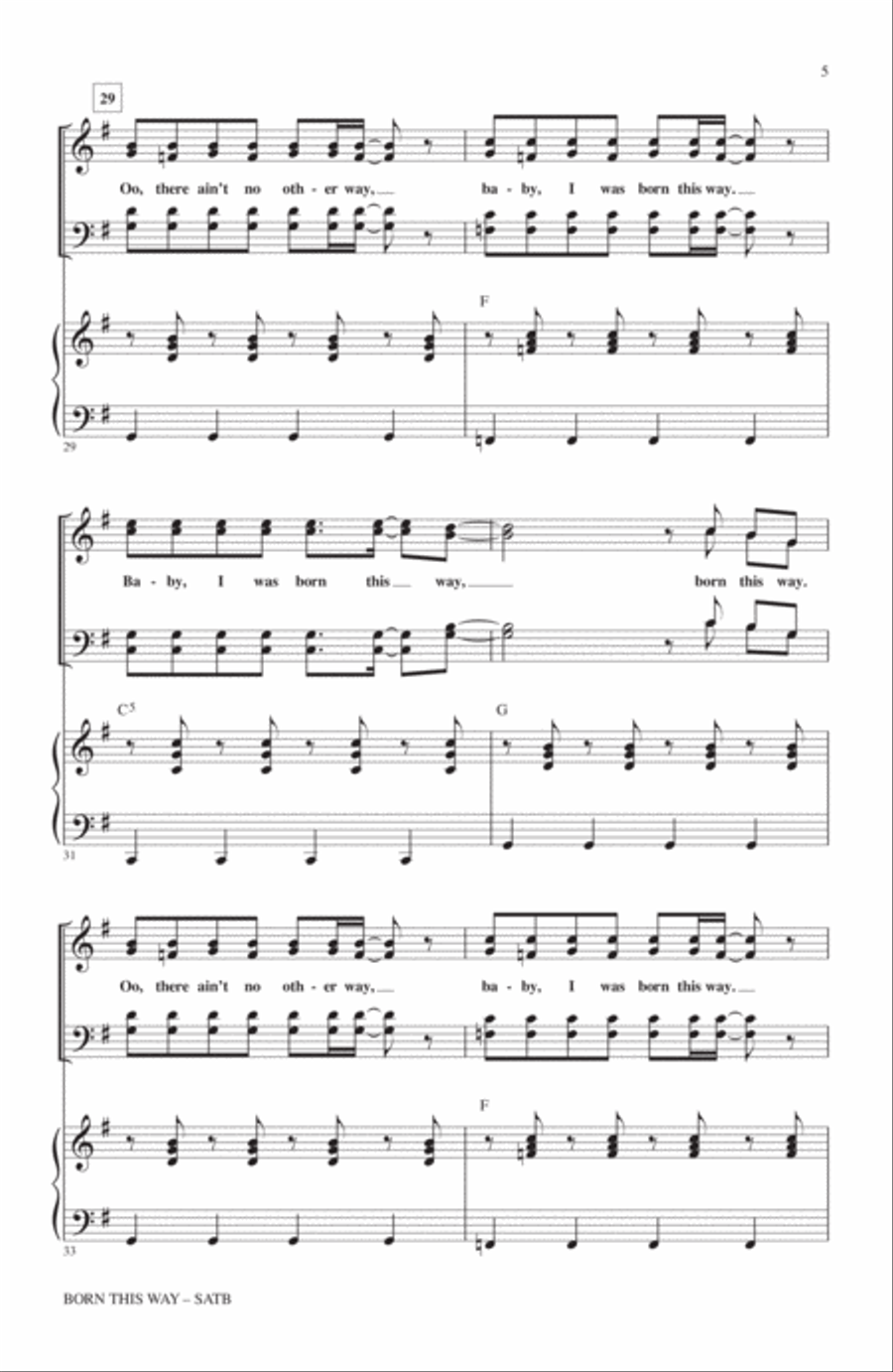 Born This Way 4-Part scores gallery preview page 4
