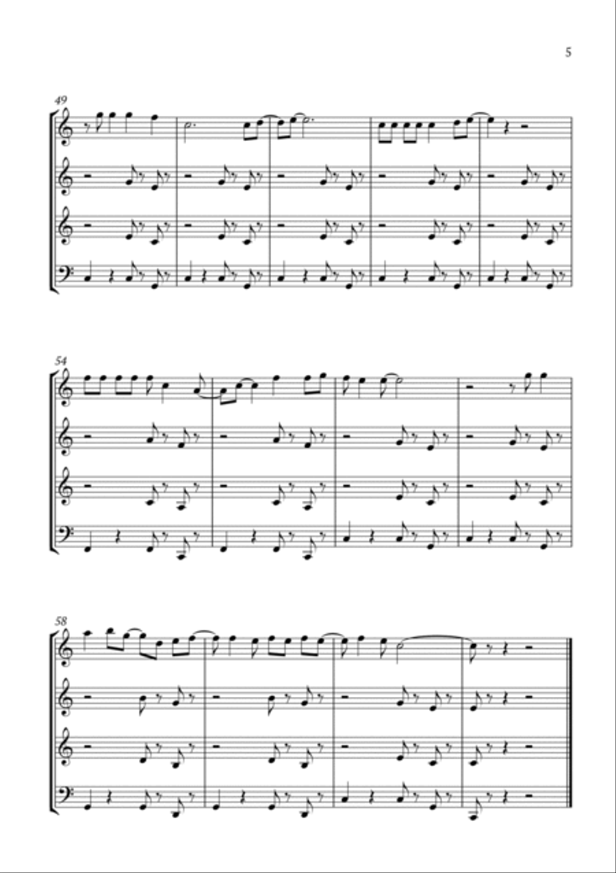 Kiss The Girl Woodwind Quartet scores gallery preview page 5