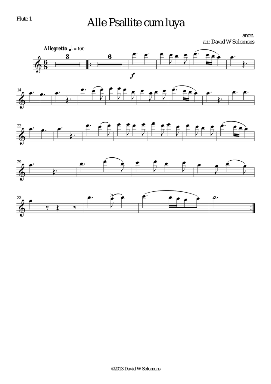 Alle psallite cum luya for flute trio and percussion Flute Trio scores gallery preview page 4