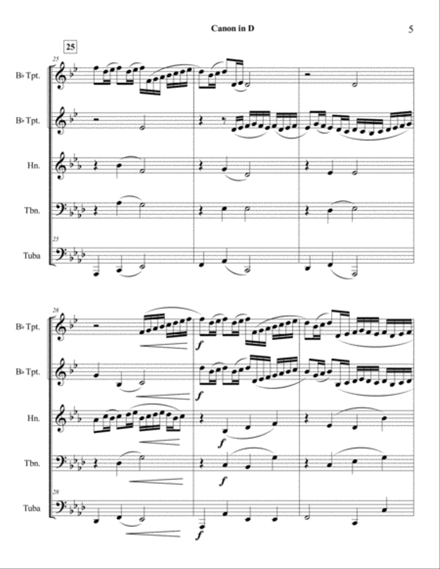Pachelbel's Canon for Brass Quintet Pachelbel's Canon for Brass Quintet Brass Quintet scores gallery preview page 5