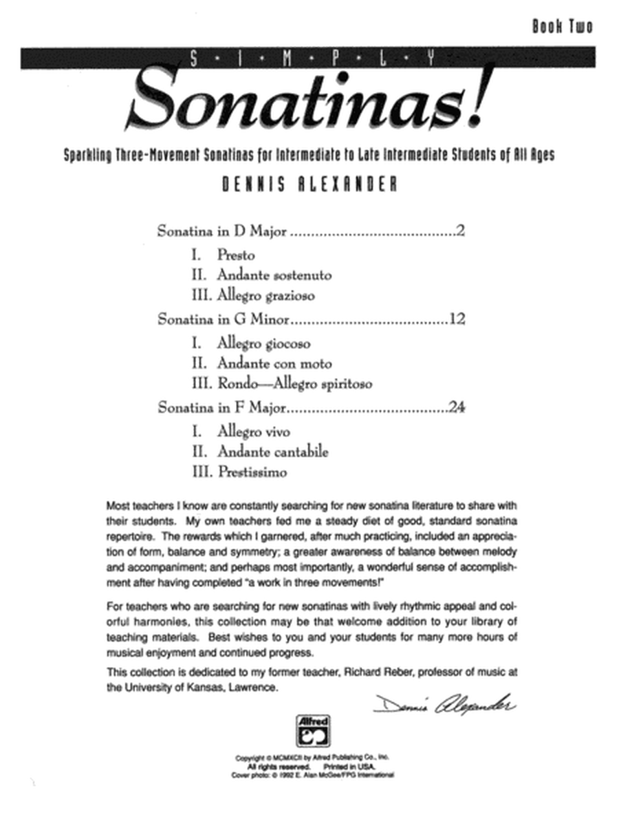 Simply Sonatinas!, Book 2