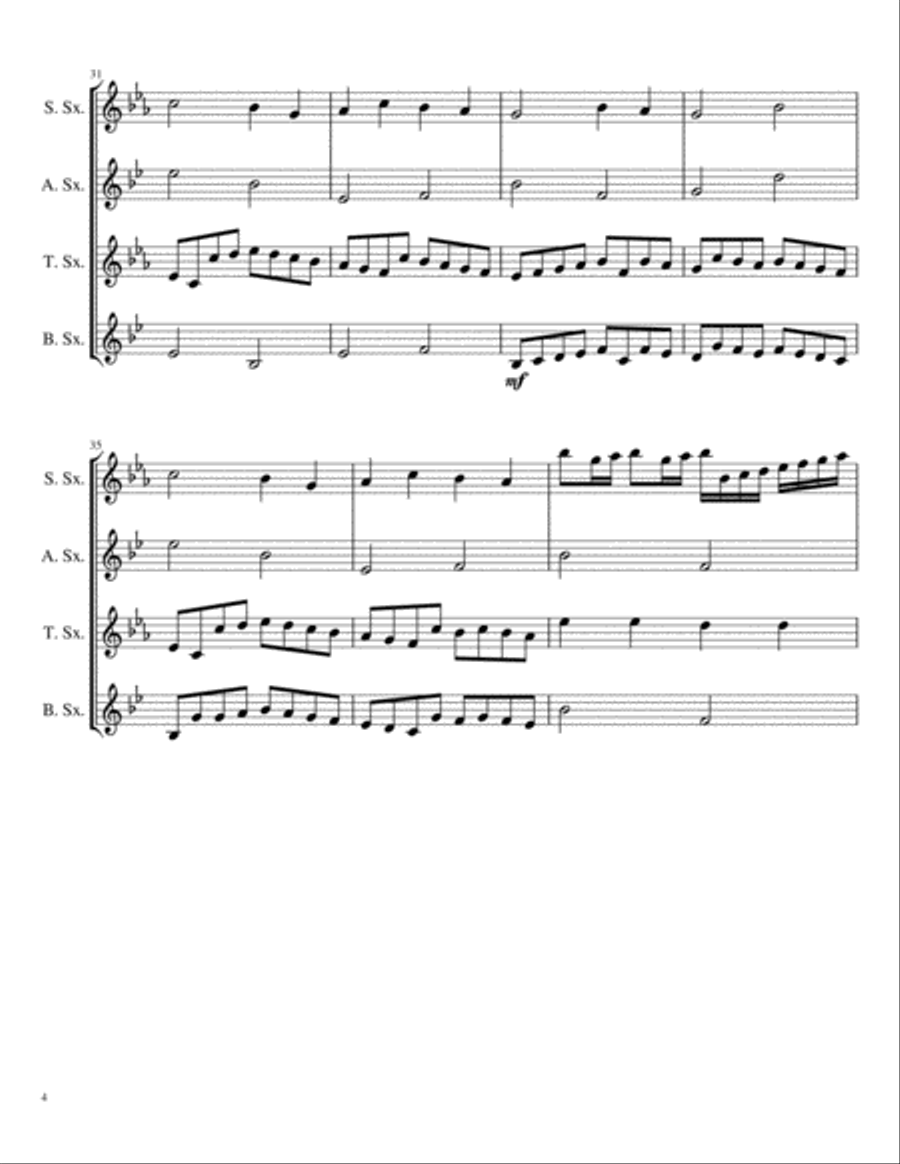 Pachelbel's Canon for Saxophone Quartet (SATB) Pachelbel's Canon for Saxophone Quartet (SATB) Saxophone Quartet scores gallery preview page 4